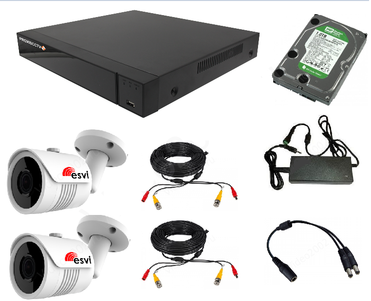 HS-PX-C420A(BV) (2Mп 1080p) Готовый комплект видеонаблюдения для дома магазина или дачи на две уличных видеокамеры