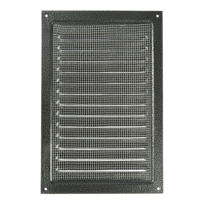 Решетка вентиляционная ZEIN Люкс РМ2030СР, 200 х 300 мм, с сеткой, металлическая, серебряная - фотография № 3