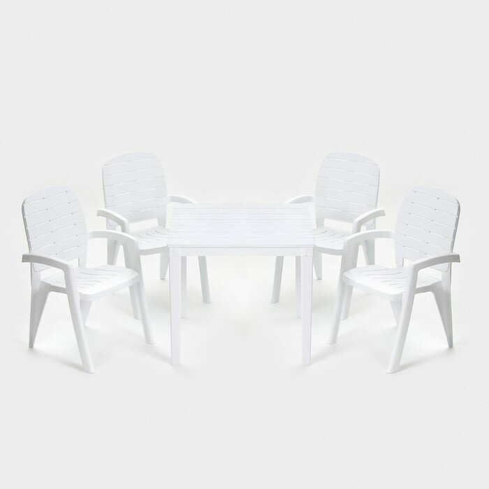 Набор садовой мебели Прованс белый, 4 кресла + стол - фотография № 1