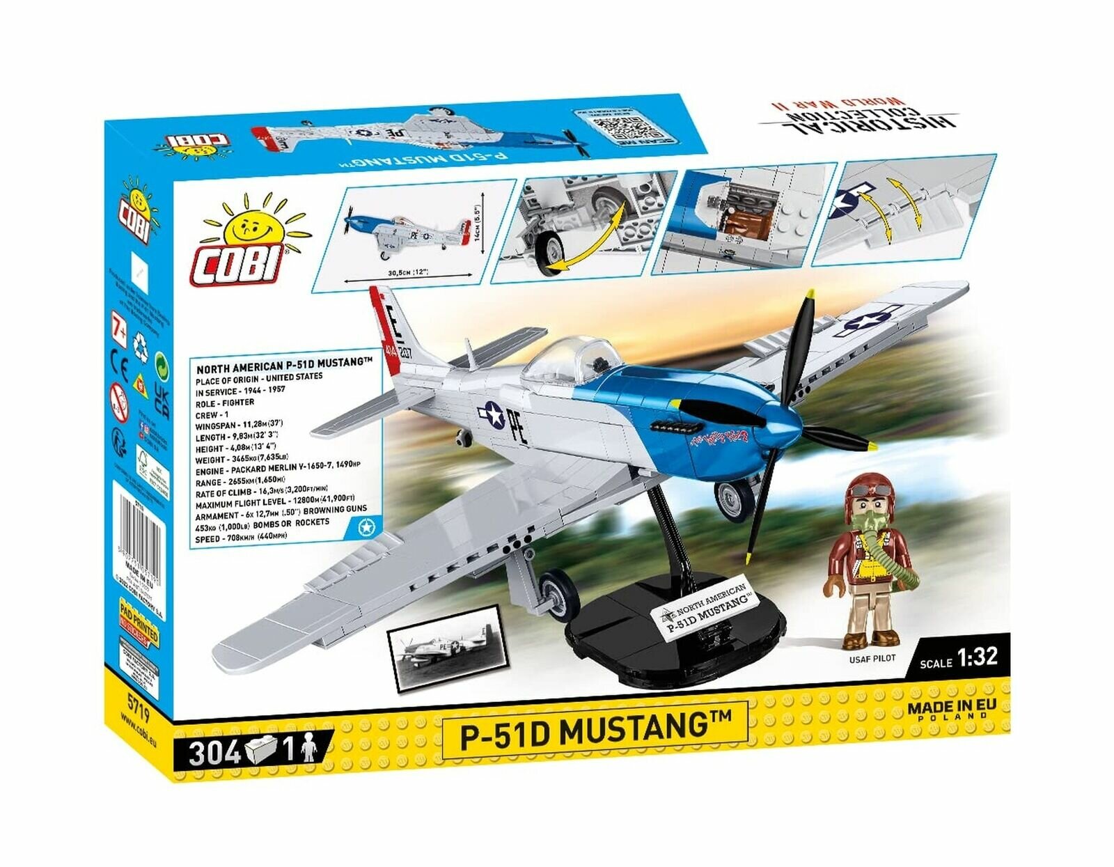 Cobi.Конструктор арт.5719 "Самолет P-51D Mustang" 304 дет.