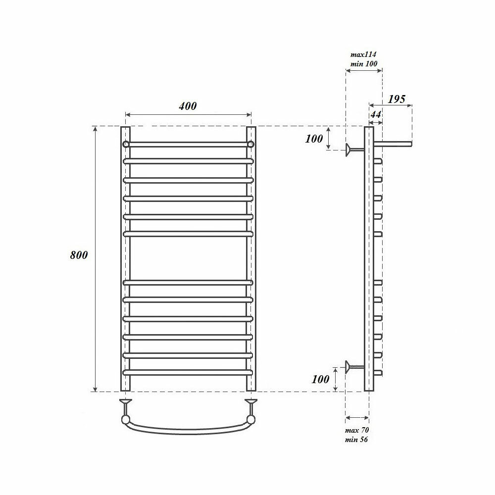 Полотенцесушитель водяной 400x800 POINT Альфа (PN05148SP П11) с полкой - фотография № 3