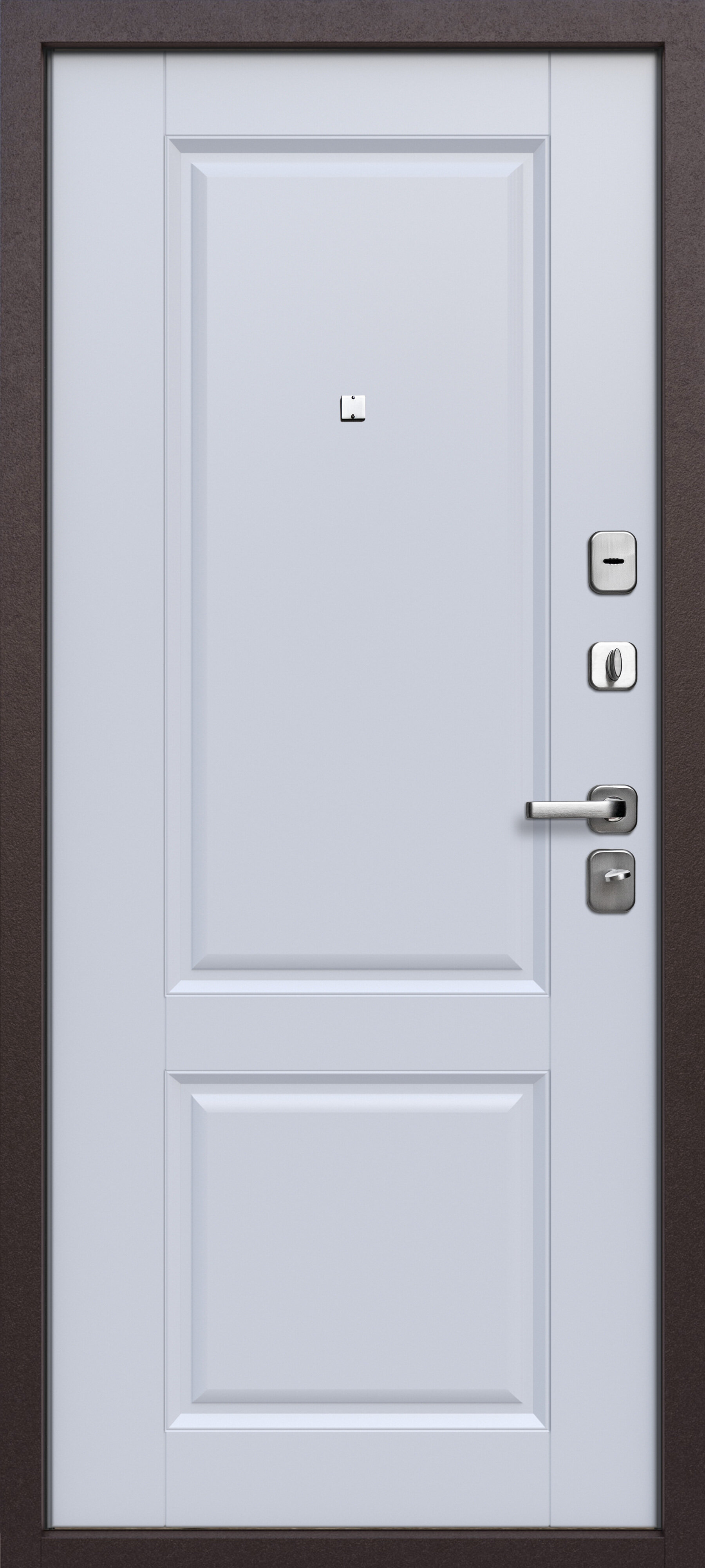 Дверь входная Толстяк Букле Шоколад Велюр белый софт 860*2050 левая - фотография № 3