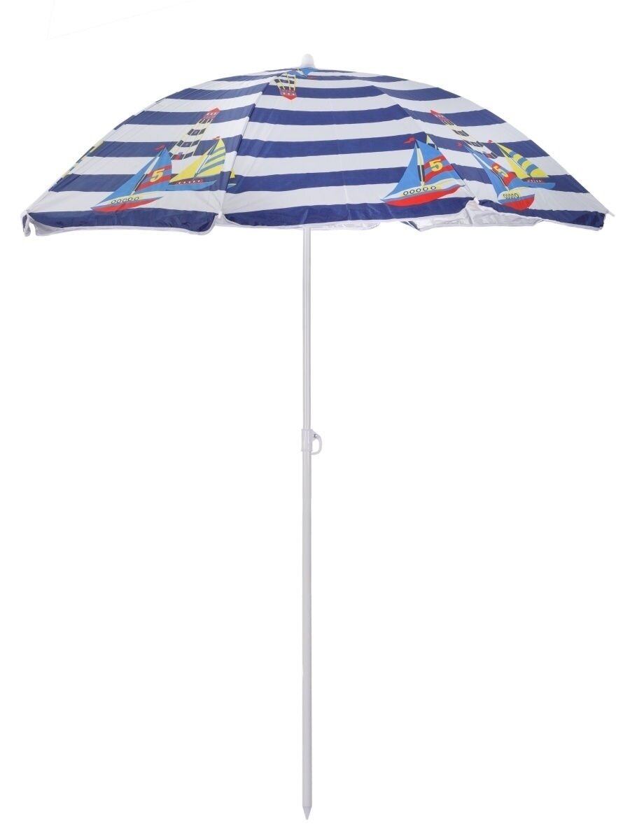 Садовый, пляжный зонты Китай Пляжный зонт с напылением, без наклона, диаметр купола 180см, рисунок "Кораблик синий" - фотография № 2