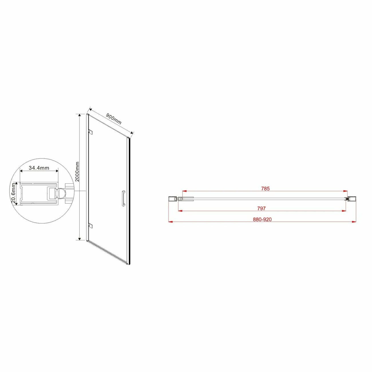 Душевая дверь Vincea Flex VDP-1F900CL, 900, хром, стекло прозрачное - фотография № 2