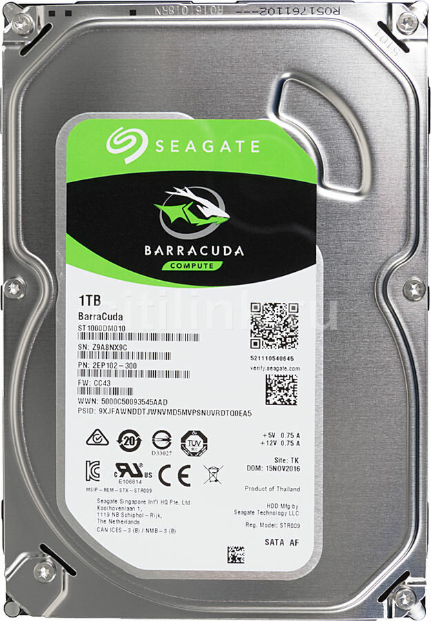 Жесткий диск HDD 1Tb Seagate ST1000DM010 SATA-III Barracuda