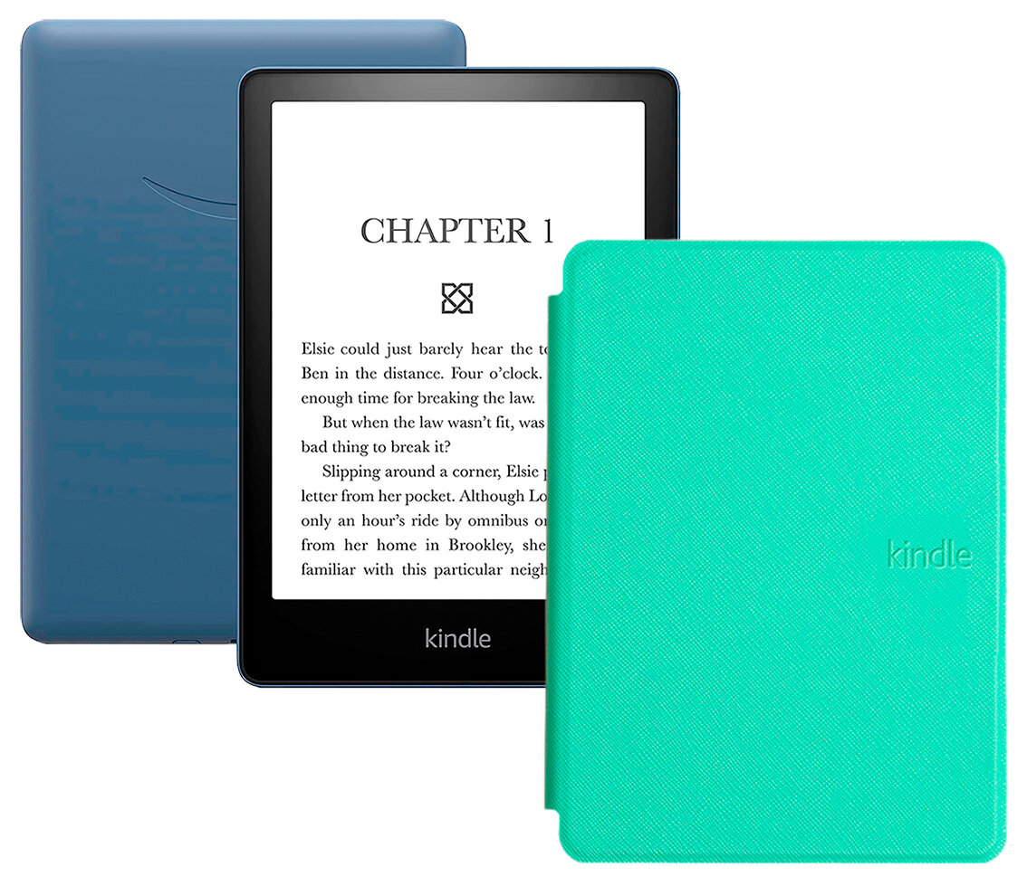Электронная книга Amazon Kindle PaperWhite 2021 16Gb black Ad-Supported Denim с обложкой ReaderONE PaperWhite 2021 Light Green