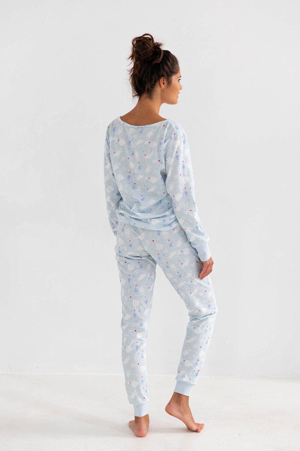 Пижама женская SENSIS Blue dream, лонгслив и брюки, голубой (Размер: M) - фотография № 5