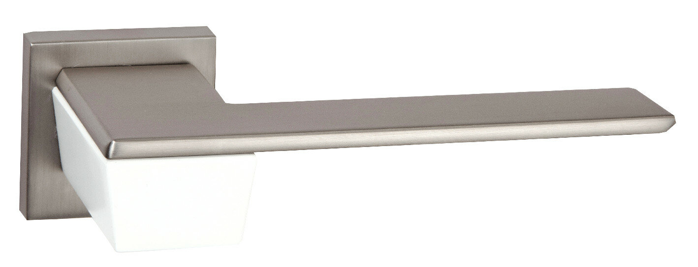 Ручка дверная VAL DE FIORI (Вал Де Фиори) "каррара", супер белый/никель супер матовый - фотография № 1