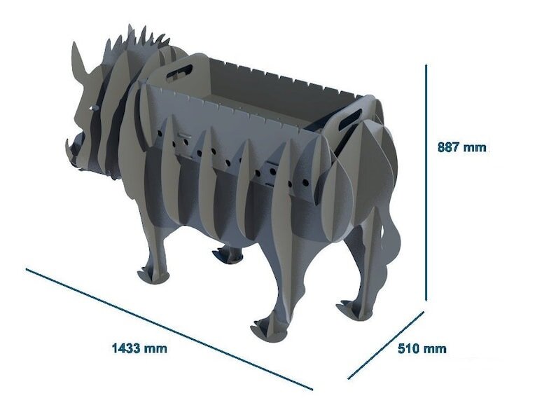 Тематический разборный мангал, Барбекю, гриль Животные Кабан - огнеупорная краска - фотография № 6