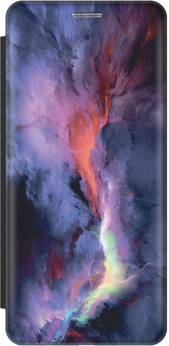 Чехол-книжка на Apple iPhone SE / 5s / 5 / Эпл Айфон 5 / 5с / СЕ c принтом "Гром и молния" черный