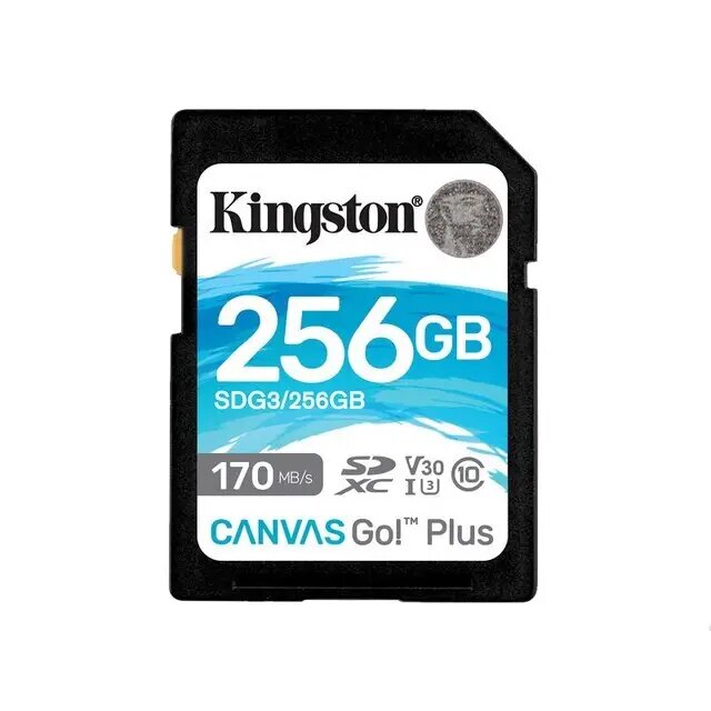 Карта памяти Secure Digital 256 Gb kingston Canvas Go! Plus SDXC Class 10, V30, UHS-I U3, R/W 170/90 МБ/с
