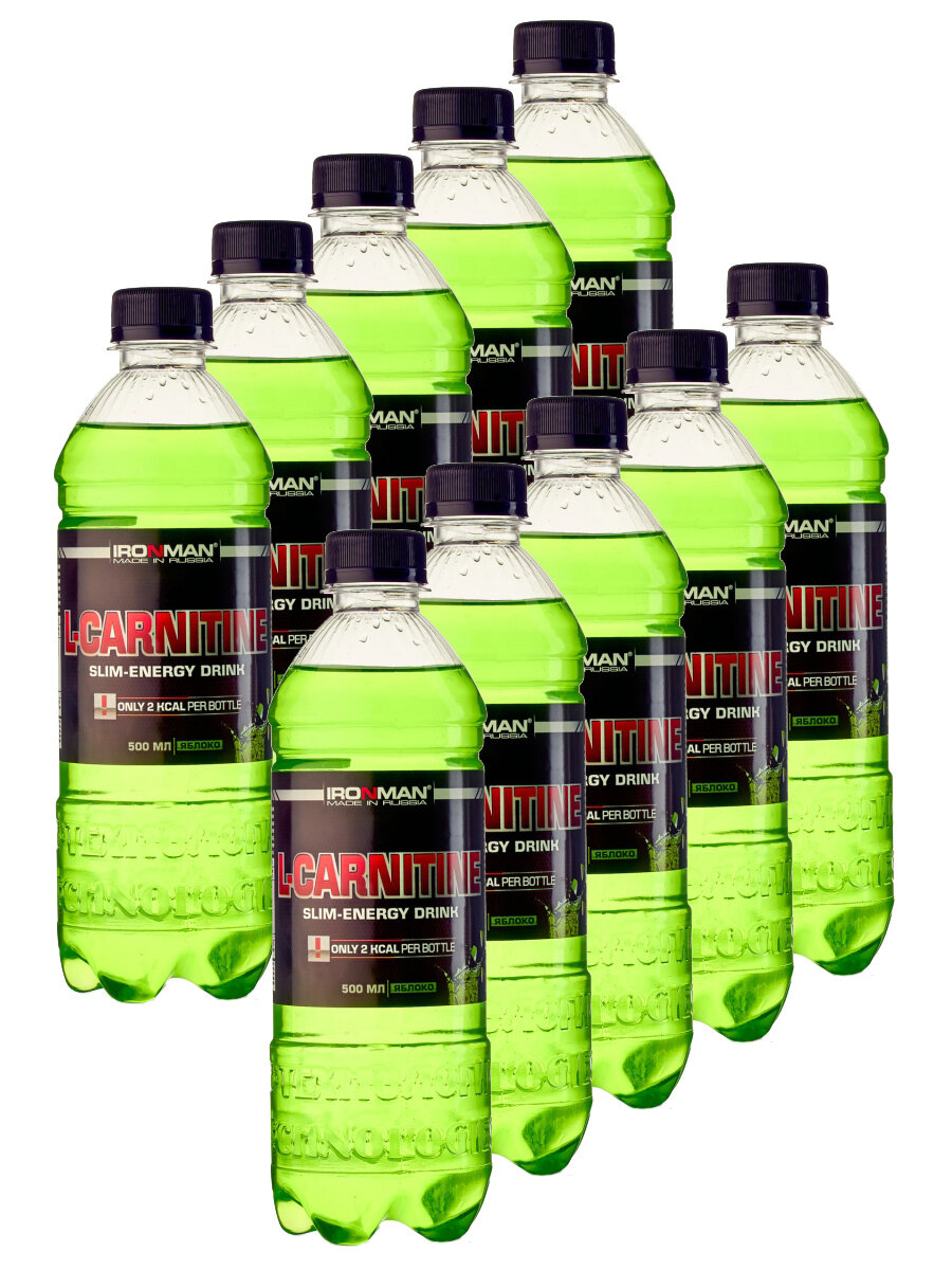 Напиток L-Карнитин Ironman L-Carnitine (1200мг) 10х0,5л Яблоко /Без сахара/ Жиросжигатель для похудения женщин и мужчин