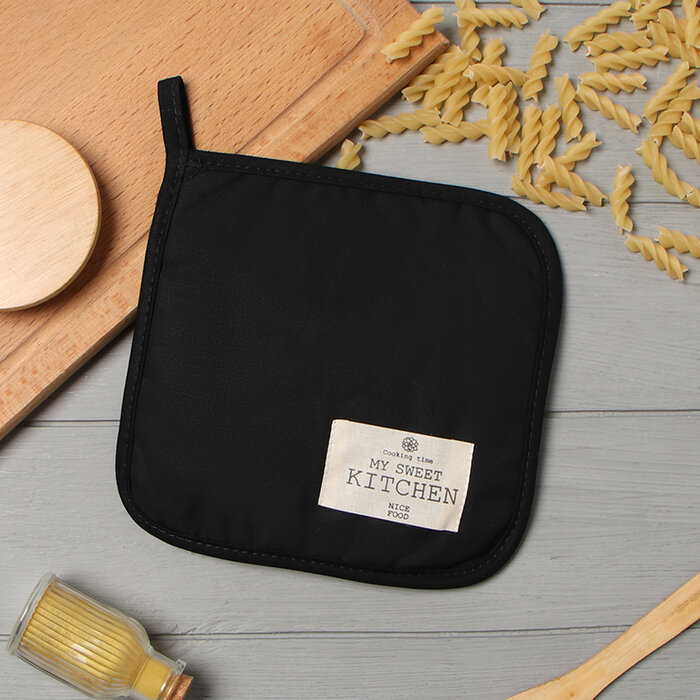 фото Прихватка Этель"Kitchen" цв.черный, 19х19 саржа,100% х/л, 10179667