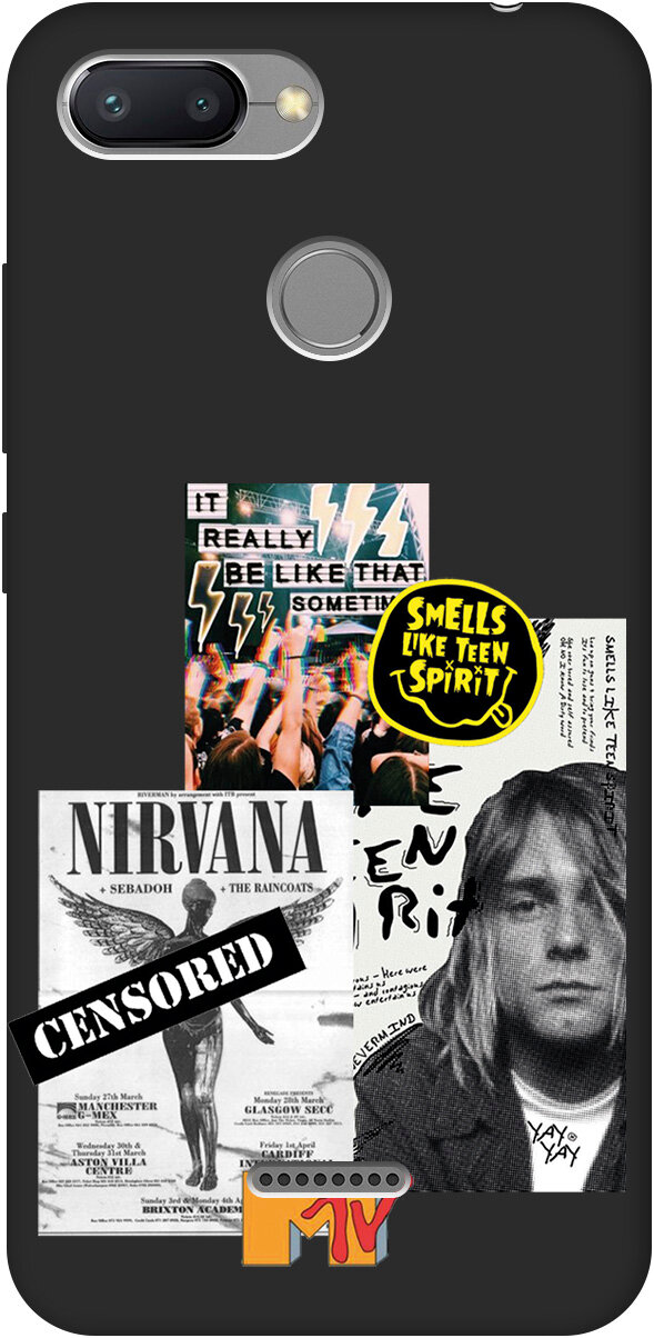 Матовый Soft Touch силиконовый чехол на Xiaomi Redmi 6 / Сяоми Редми 6 с 3D принтом "Nirvana" черный