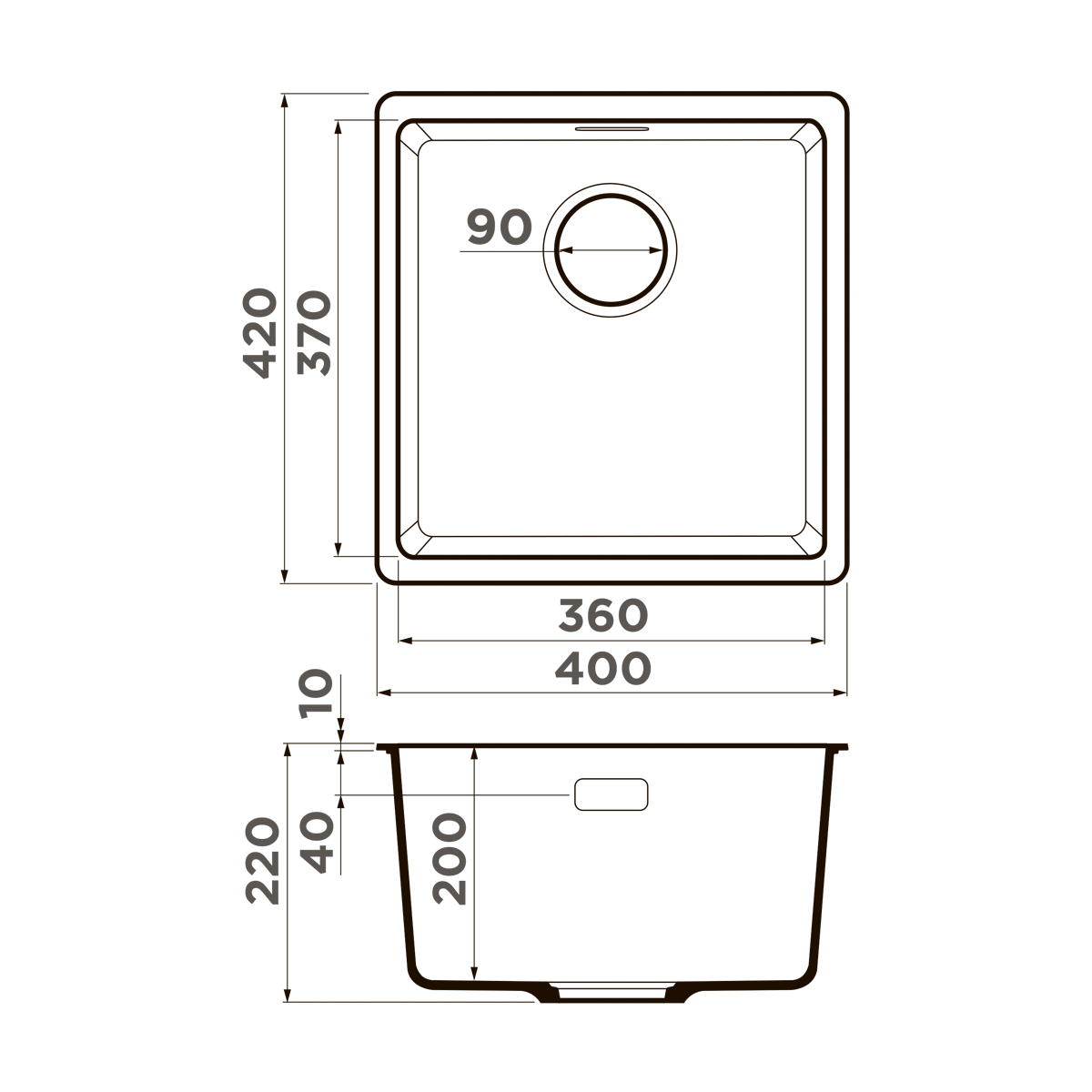 Кухонная мойка OMOIKIRI Kata-40-U-DC (4993395) темный шоколад - фотография № 2