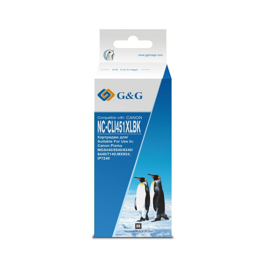 G&G Картридж струйный NC-CLI451XLBK черный 10.2мл для Canon MG6340 5440 IP7240