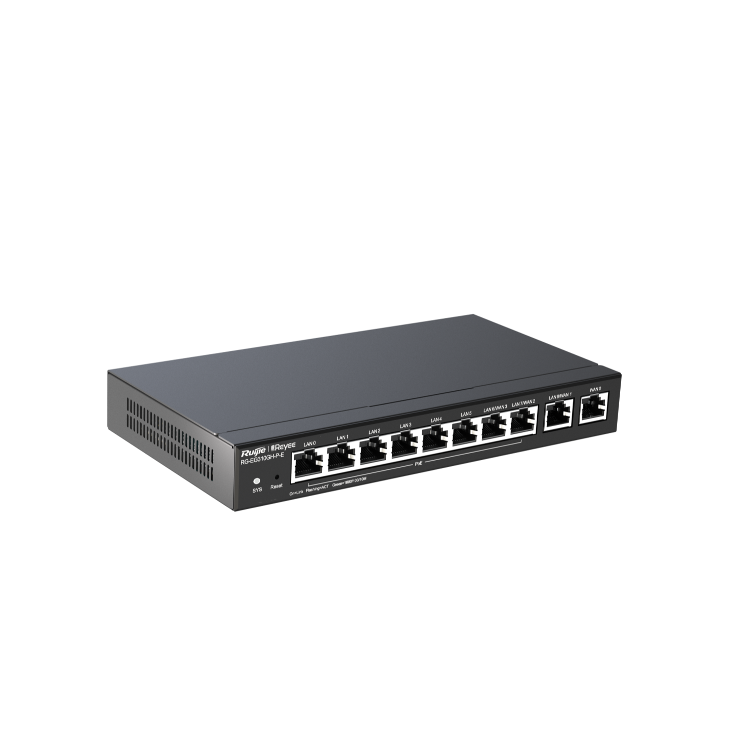 Маршрутизатор Ruijie Reyee Rack-mountable 10-port full gigabit router, providing one WAN port, six LAN ports, and three LAN/WAN ports; recommended concurrency of 300, maximum 1.5 Gbps throughput; cloud remote management s