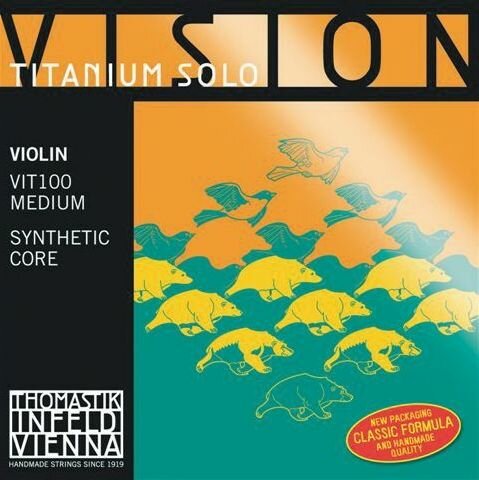Thomastik Vision Titanium Solo Комплект струн для скрипки размером 4/4, среднее натяжение, Thomastik VIT100