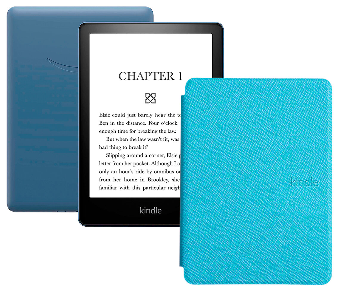 Электронная книга Amazon Kindle PaperWhite 2021 16Gb black Ad-Supported Denim с обложкой ReaderONE PaperWhite 2021 Light Blue