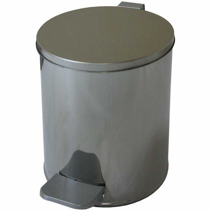 Ведро-контейнер для мусора (урна) Титан, 7л, с педалью, круглое, металл, хром, 268437 - фотография № 1