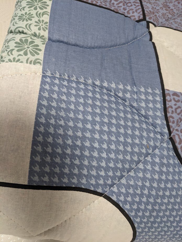Одеяло ватное всесезонное 140х205, чехол - бязь, сине-белое - фотография № 4