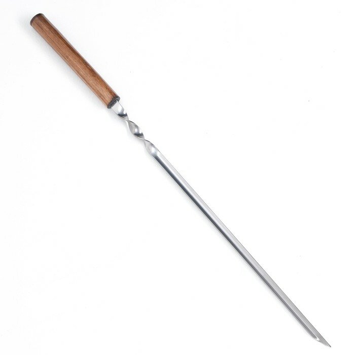 Шампур уголок, с деревянной ручкой "Эко" рабочая часть - 35 см, 58 х 1.2 см, сталь - 2 мм, - фотография № 2