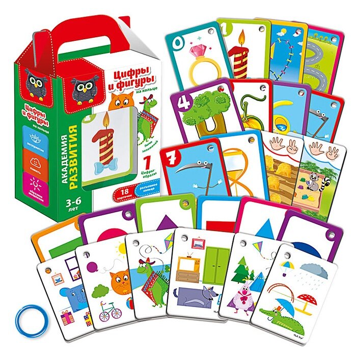 Настольная игра Vladi Toys "Карточки на кольце "Цифры и фигуры" (VT5000-02)
