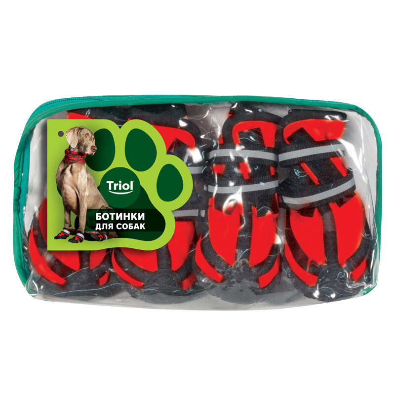 Ботинки для собак черные с красным, 65*60*75мм (уп.4шт.) - фотография № 2