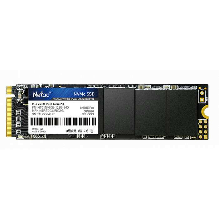 Ssd накопитель Netac SSD N930E Pro 128GB PCIe 3 x4 M.2 2280 NVMe 3D NAND, R/W up to 970/650MB/s, TBW 75TB, 3y wty