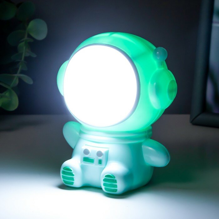 Ночник "Космонавт" LED 1.5Вт USB АКБ зеленый 9,5х8х10,5 см - фотография № 4