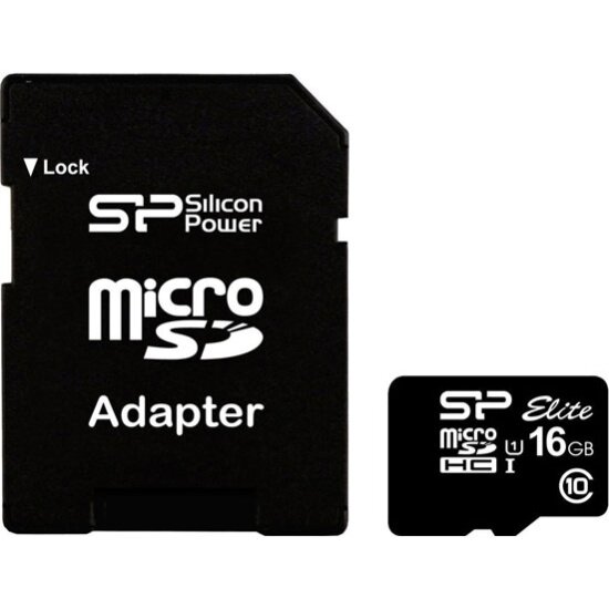 Флеш карта microSDHC 16Gb Class10 Silicon Power SP016GBSTHBU1V10SP + adapter