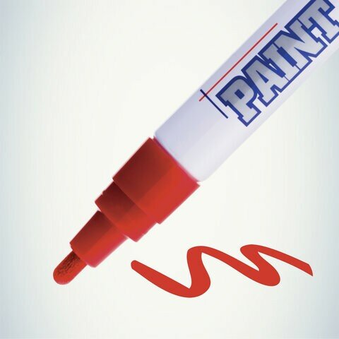 Маркер-краска лаковый (paint marker) MUNHWA, 4 мм, красный, нитро-основа, алюминиевый корпус, PM-03 - фотография № 2