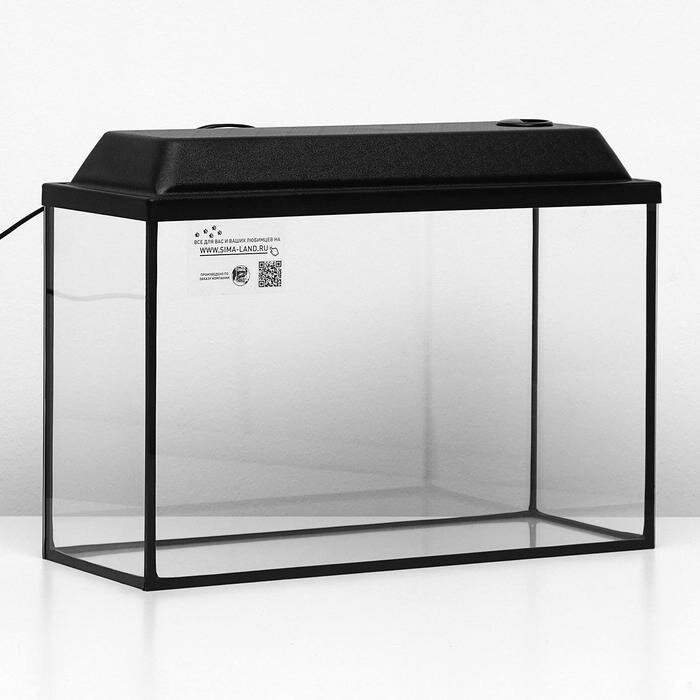 Пижон Аквариум Атолл, прямоугольный с крышкой, 40 литров, 55 х 21 х 35/40 см, чёрный - фотография № 1