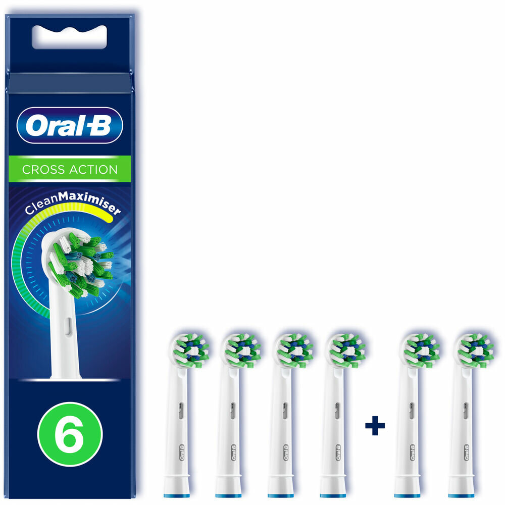 Насадки для зубных щеток Oral-B Cross Action CleanMaximiser White EB50RB, 6 шт.