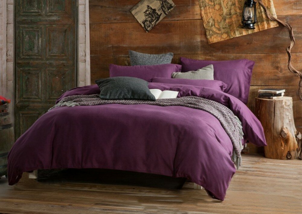 1.5 спальное постельное белье однотонное фиолетовое