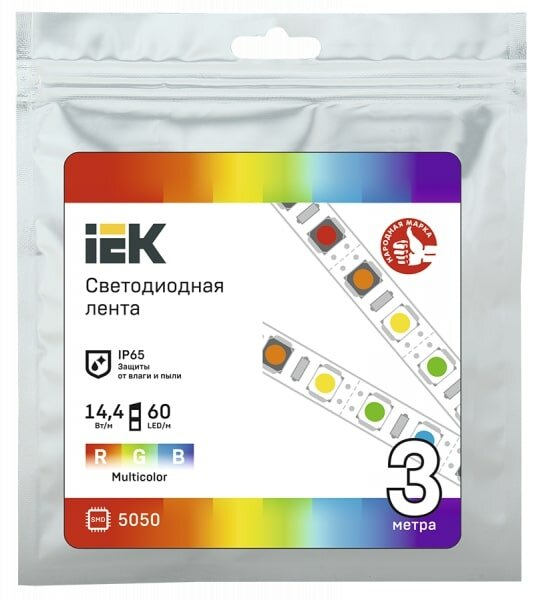 Лента LED 3м LSR-5050RGB60-14,4-IP65-12В IEK - фотография № 1