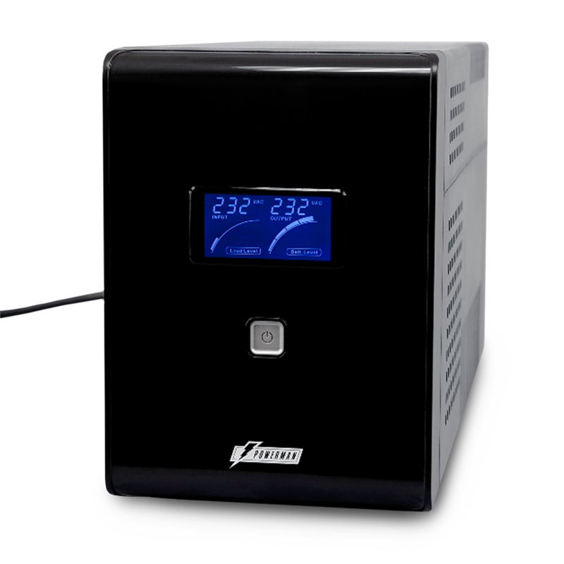 ИБП POWERMAN Smart Sine 1500, LCD, линейно-интерактивный, 1500ВА, 1050Вт, 4 евророзетки с резервным питанием, USB, батарея 12В 9