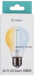 Умная лампа Zetton LED Smart Wi-Fi Bulb A60 E27 6Вт 2200-6500К прозрачная ZTSHLBWCWE271RU (коробка)