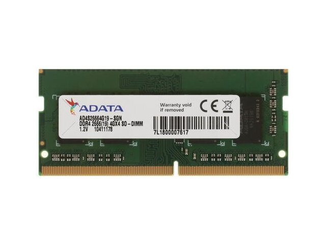 Модуль памяти A-Data Premier DDR4 SO-DIMM 2666MHz PC21300 CL19 - 4Gb AD4S26664G19-SGN