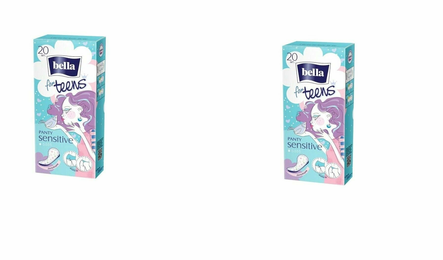 BELLA Ежедневные прокладки "Panty Sensitive For Teens", 20 штук, 2 упаковки