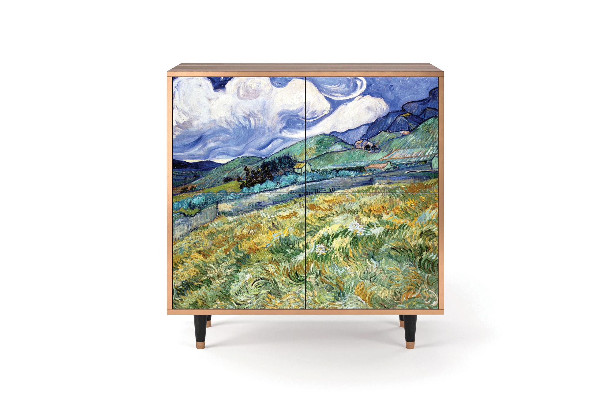 Комод - STORYZ - BS3 Landscape from Saint-Rémy by Vincent van Gogh, 94 x 96 x 48 см, Орех - фотография № 2