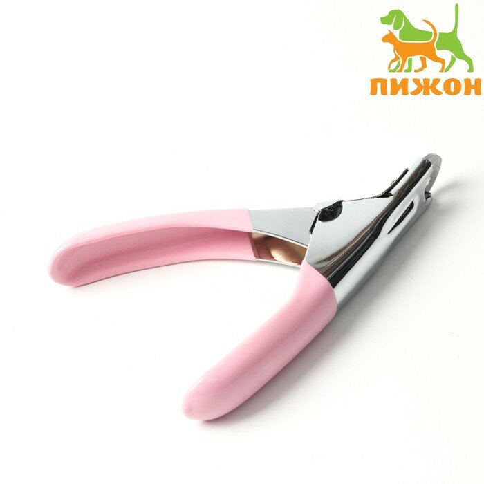 Когтерез-гильотина с прорезиненной ручкой, отверстие 7 мм, розовый - фотография № 1