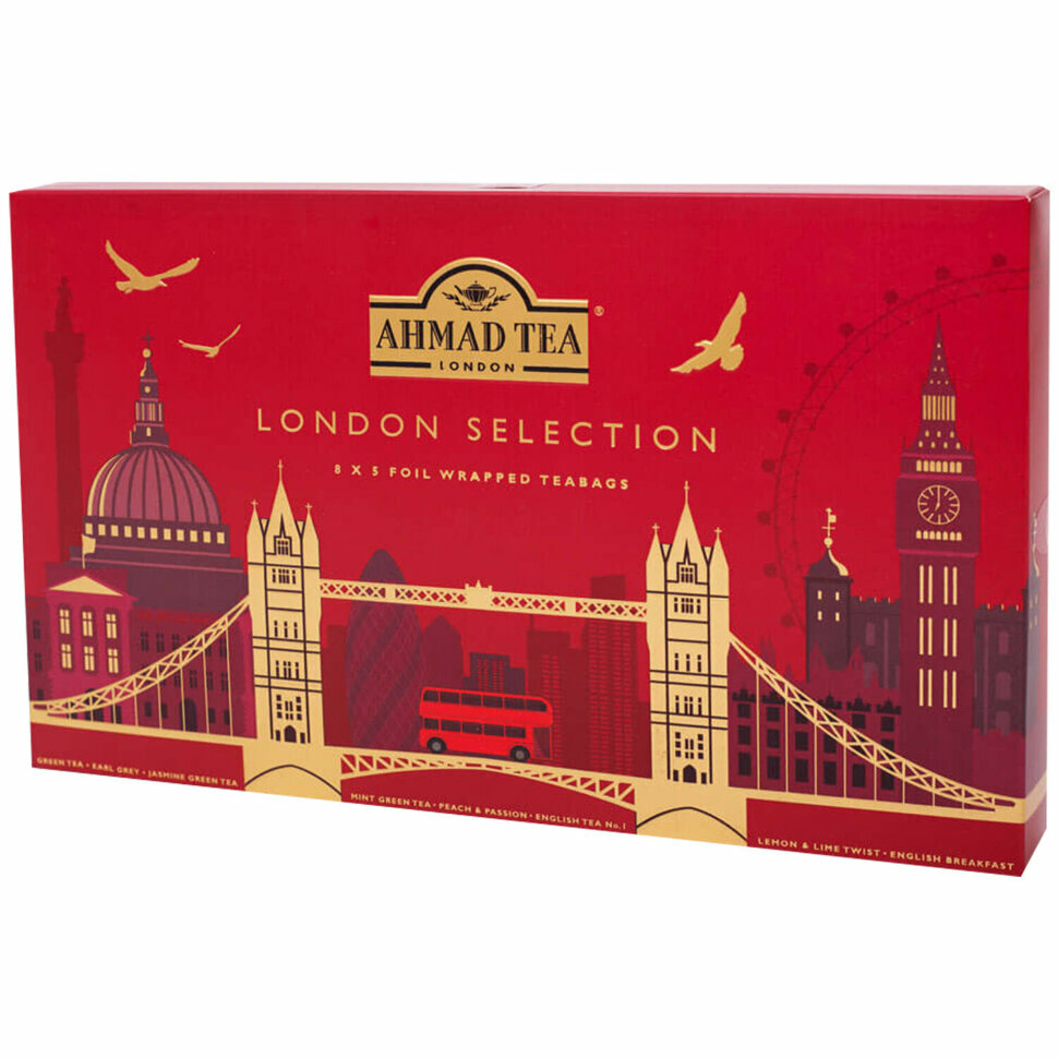 Чай AHMAD "London Selection" ассорти 8 вкусов, набор 40 пакетиков, N073, 622790 - фотография № 1