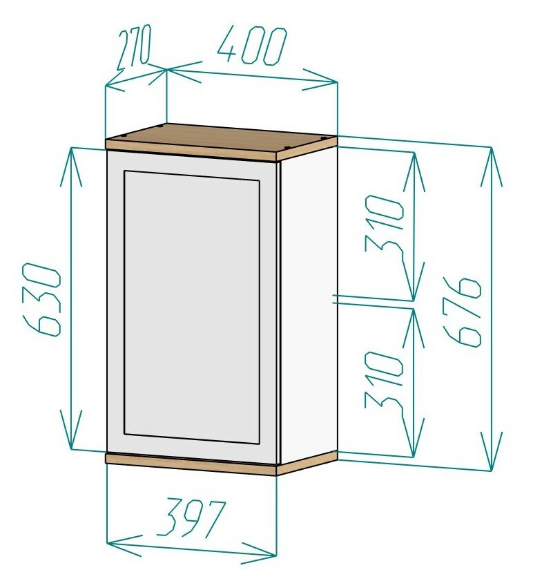 Шкаф закрытый из белой эмали с полкой из массива ясеня малый 40х676х27 (ШхВхГ) - фотография № 2
