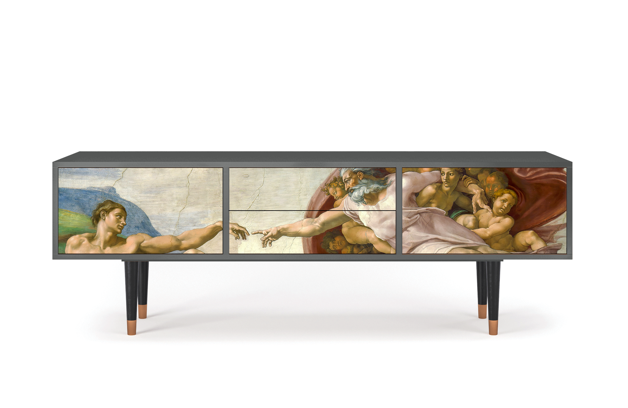 ТВ-Тумба - STORYZ - T4 The Creation of Adam by Michelangelo, 170 x 59 x 48 см, Антрацит - фотография № 2