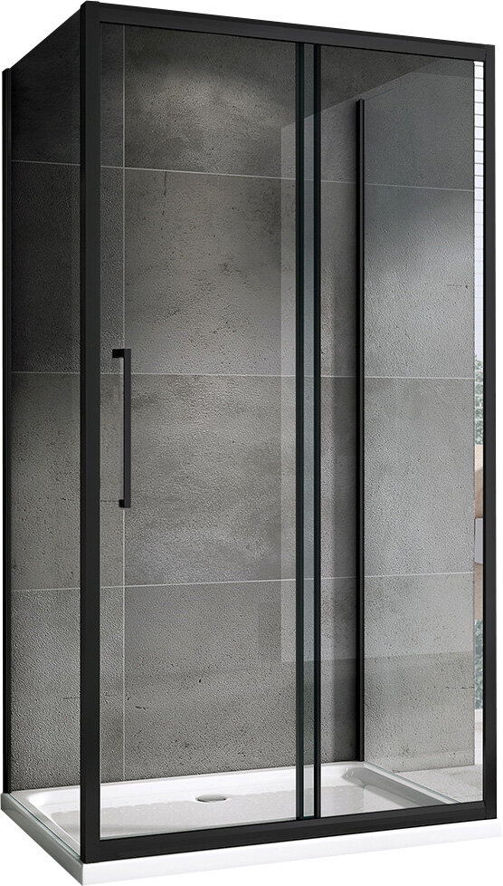 Душевой уголок Abber Schwarzer Diamant 140x70 AG30140BH-S70B-S70B стекло прозрачное, профиль черный, без поддона