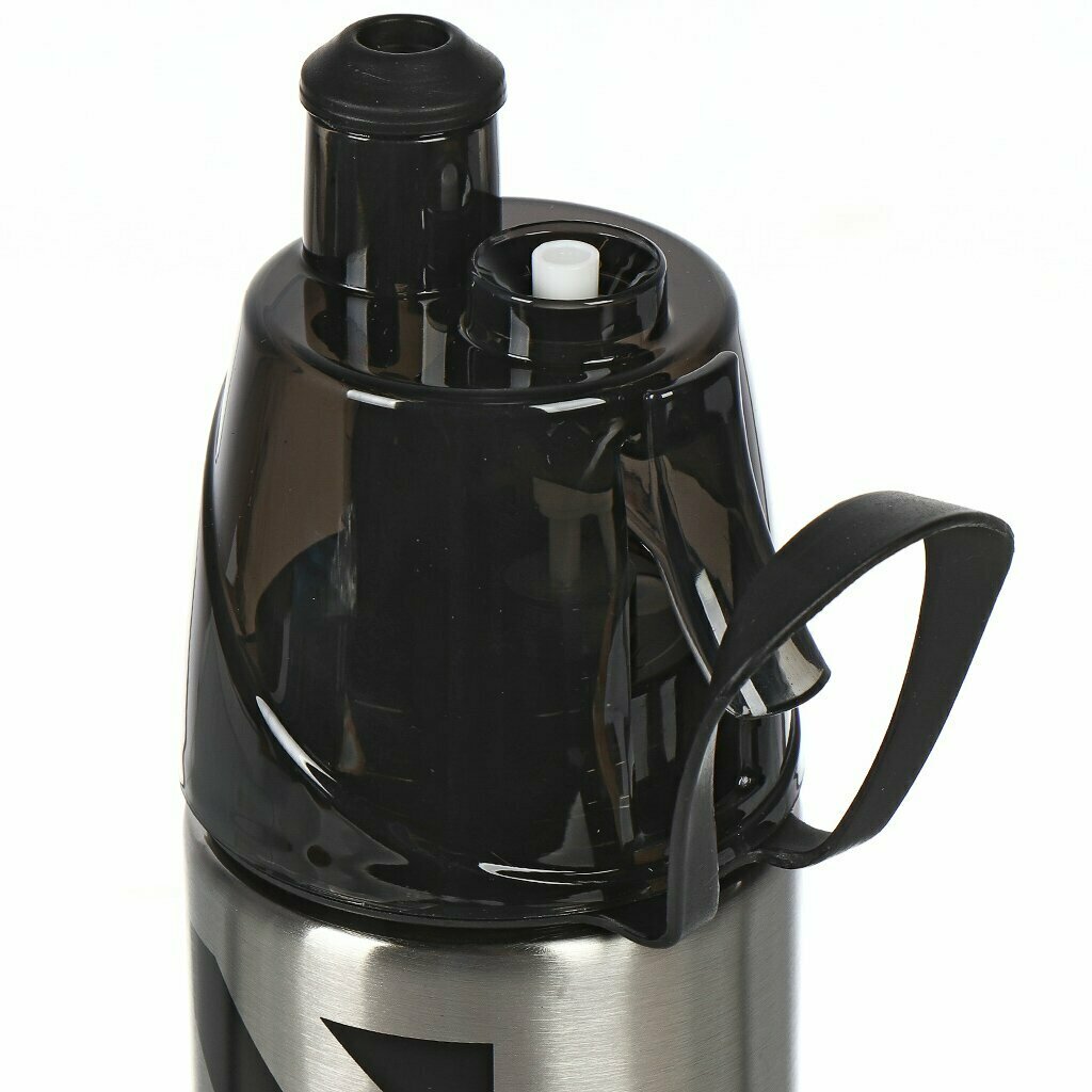 Термобутылка для воды нержавеющая сталь, 0.5 л, Daniks, колба нержавеющая сталь, с распылителем, серо-черные, SL-099-grey-black - фотография № 3