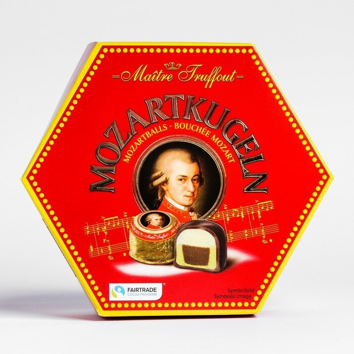 Maître Truffout Конфеты марципановые Mozartkugeln maître truffout с двойным слоем шоколада, 300 г - фотография № 1