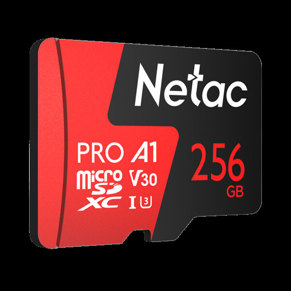 Netac P500 Extreme PRO 256GB MicroSDXC V30/A1/C10 up to 100MB/s retail pack card only