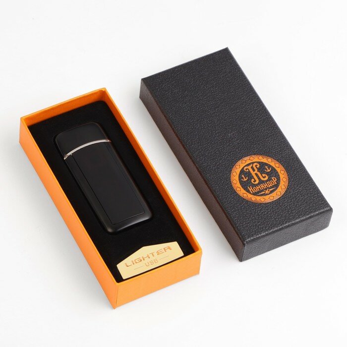 Командор Зажигалка электронная "100% Мужик", USB, спираль, 3 х 7.3 см, черная - фотография № 5